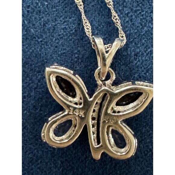 14K White Gold Sapphire and Diamonds Stunning pendant/necklace. - Picture 3 of 7